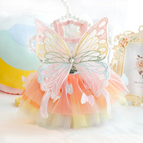 BUTTERFLY. Princess Dress Clothes Puppy Summer Sweet Mesh Dress