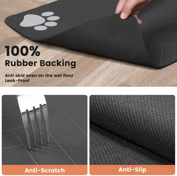 Feeding Mat-Absorbent Pet mat for Food and Water Bowl, with Waterproof Rubber Backing, Quick Dry