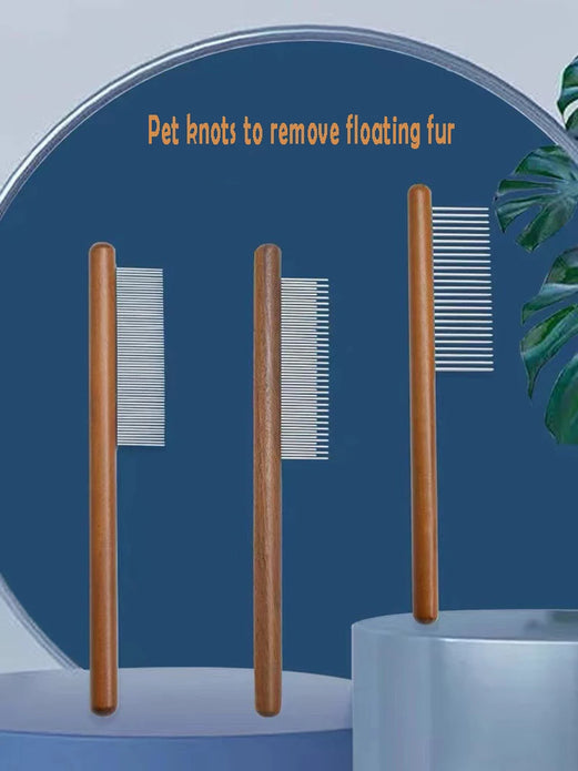 Cat Comb Stainless Steel Pet Hair Remover Wooden Handle Cat Hair Comb Pet Grooming Massage Dog Brush Cleaning Tool Pets Supplies