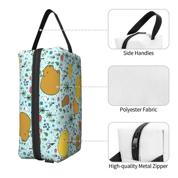 Custom Capybaras In Green Pet Travel Cosmetic Bag Women Capybara Makeup Toiletry Organizer Lady Beauty Storage Dopp Kit
