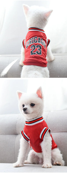 Mesh Breathable Dog Clothes Schnauzer Teddy Sport Large Dog Jersey Basketball Clothing Puppy T-Shirts Summer Pet Cat Shirts
