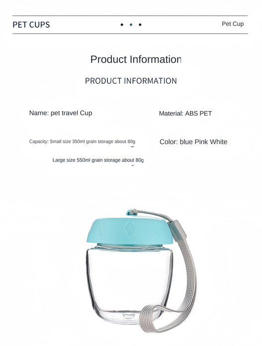 Dog Cat  Portable Feeding and Watering Supplies Portable Food Grade Material Dog Travel Pet Water Cup Bottle With Food Dispenser