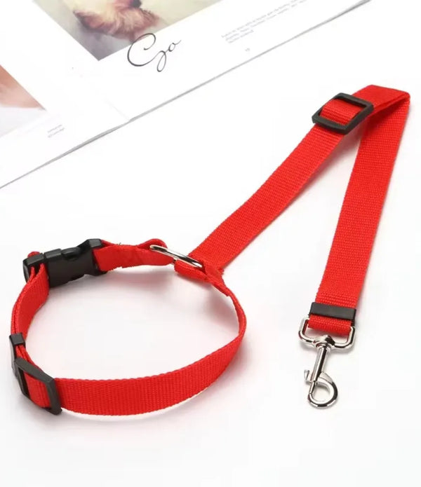 Solid Color Two-in-one Pet Car Seat Belt Nylon Lead Leash Backseat Safety Belt Adjustable Dogs Harness Collar Pet Accessories