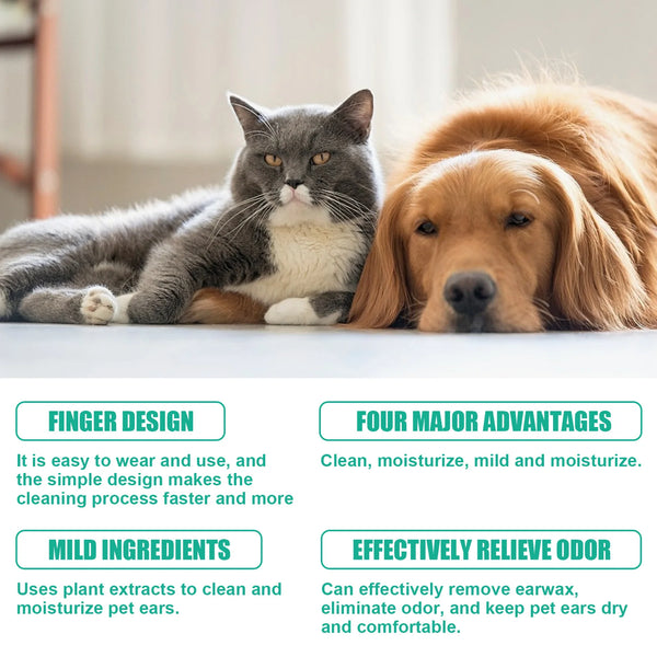 YEGBONG Dog Tooth & Ear Cleaning Wipes, Pet Dental Care Finger Wipes For Dogs&Cats - Reduces Plaque And Freshens Breath(50pcs)