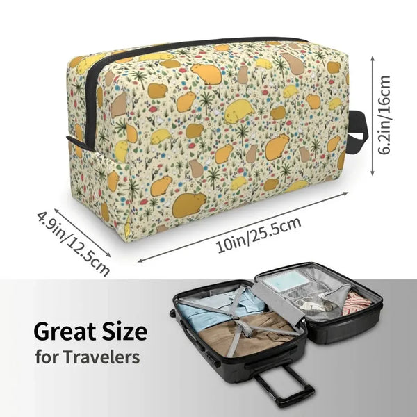 Custom Capybaras In Green Pet Travel Cosmetic Bag Women Capybara Makeup Toiletry Organizer Lady Beauty Storage Dopp Kit