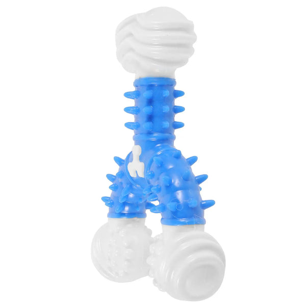 Durable Nylon Dog Chew Toys Bones for Small Medium Large Dogs Puppy Interactive Squeaky Teeth Cleaning Blue Easy Clean Pet Toy