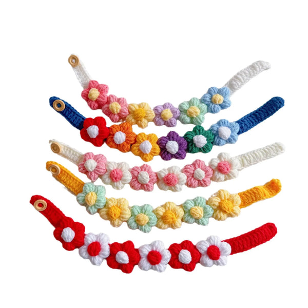 Pet Collar Cat Knitting Collar Small Dog Cat Short Blue and White Cat Flower Bib Pet Bib Photo Accessories Pet Supplies
