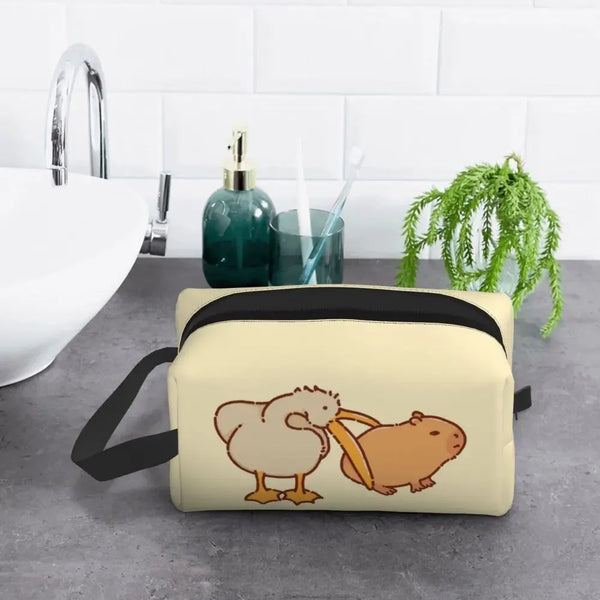 Custom Capybaras In Green Pet Travel Cosmetic Bag Women Capybara Makeup Toiletry Organizer Lady Beauty Storage Dopp Kit