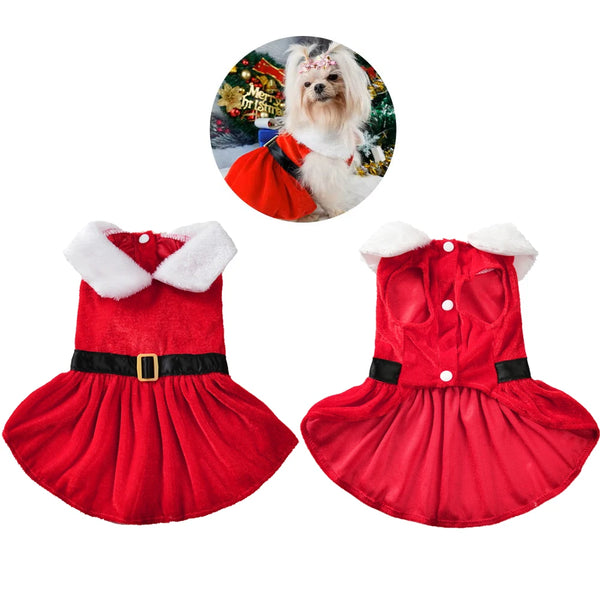 Pet Holiday Party Dress Red Princess Skirt Costume