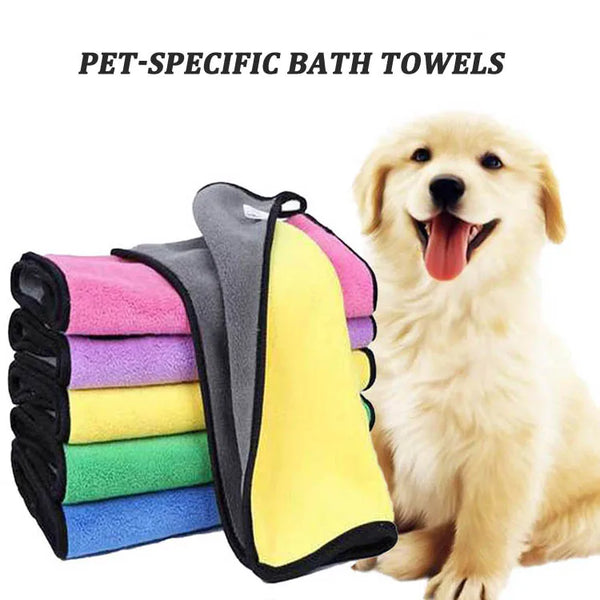 Soft Coral Fleece Pet Towel Puppy Cat Bath Absorbent Quick-Drying Bath Towels Thickened Double-Sided Cleaning Towel Pet Supplies