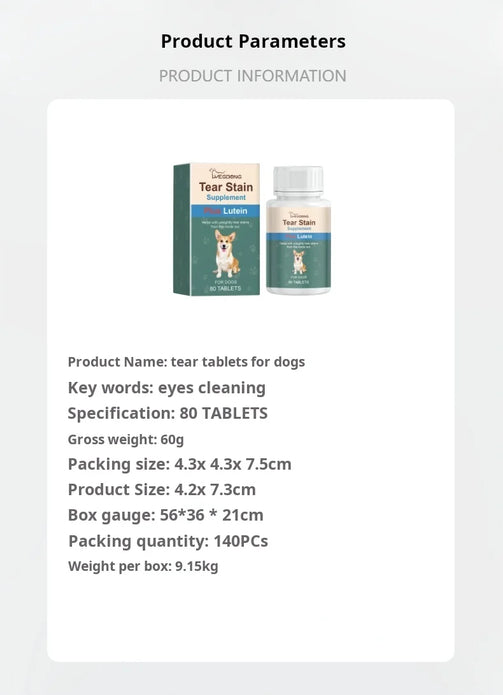 Tear tablets for dogs Gentle cleaning pet dog tear marks eye dirt eye care cleaning plate