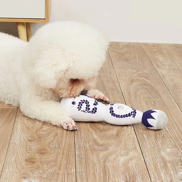 Tequila Dog Toy Blue And White Porcelain Plush Dog Toy With Squeak Interactive Games For Dogs Birthday Toy Pet Accessories
