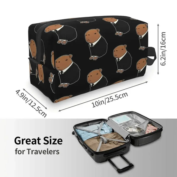 Custom Capybaras In Green Pet Travel Cosmetic Bag Women Capybara Makeup Toiletry Organizer Lady Beauty Storage Dopp Kit