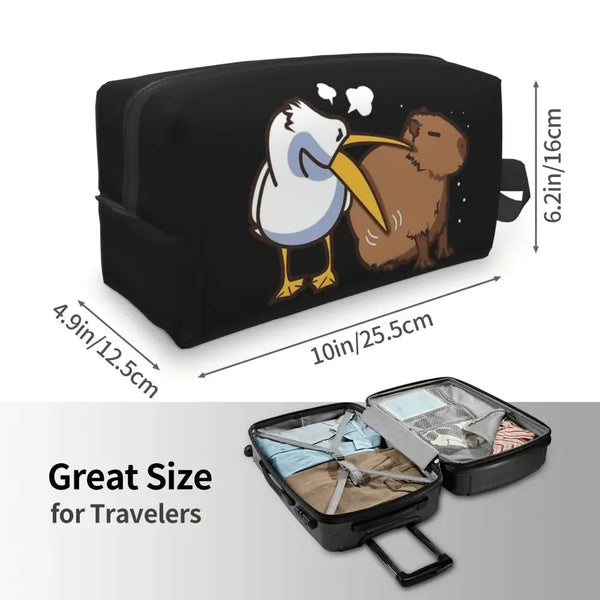 Custom Capybaras In Green Pet Travel Cosmetic Bag Women Capybara Makeup Toiletry Organizer Lady Beauty Storage Dopp Kit