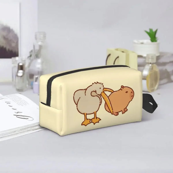 Custom Capybaras In Green Pet Travel Cosmetic Bag Women Capybara Makeup Toiletry Organizer Lady Beauty Storage Dopp Kit