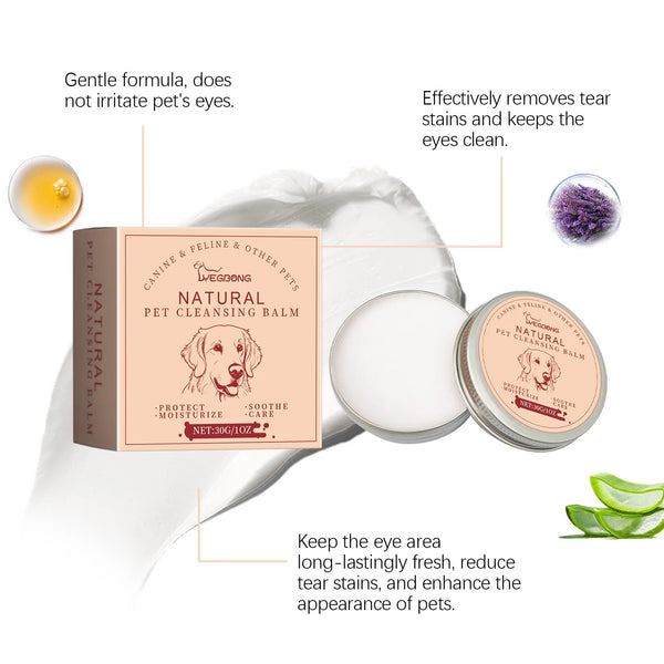 30g Tear Stain Remover for Pets - Gentle Eye Care and Cleaning Cream with Tea Tree Oil for Cats and Dogs