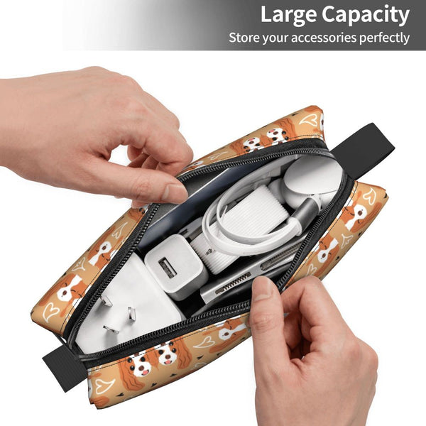 Custom Travel Cavalier King Charles Spaniel Toiletry Bag Portable Pet Dog Makeup Cosmetic Organizer for Women Storage Dopp Kit