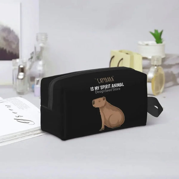 Custom Capybaras In Green Pet Travel Cosmetic Bag Women Capybara Makeup Toiletry Organizer Lady Beauty Storage Dopp Kit
