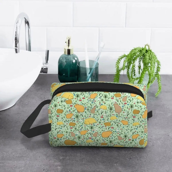 Custom Capybaras In Green Pet Travel Cosmetic Bag Women Capybara Makeup Toiletry Organizer Lady Beauty Storage Dopp Kit