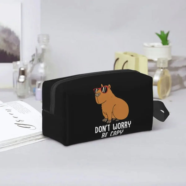 Custom Capybaras In Green Pet Travel Cosmetic Bag Women Capybara Makeup Toiletry Organizer Lady Beauty Storage Dopp Kit