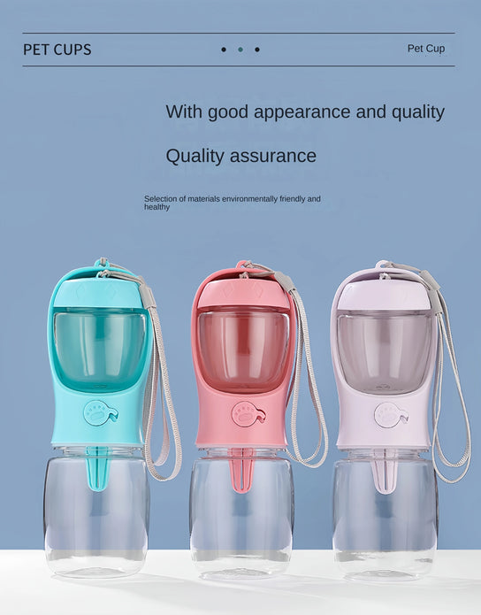 Dog Cat  Portable Feeding and Watering Supplies Portable Food Grade Material Dog Travel Pet Water Cup Bottle With Food Dispenser