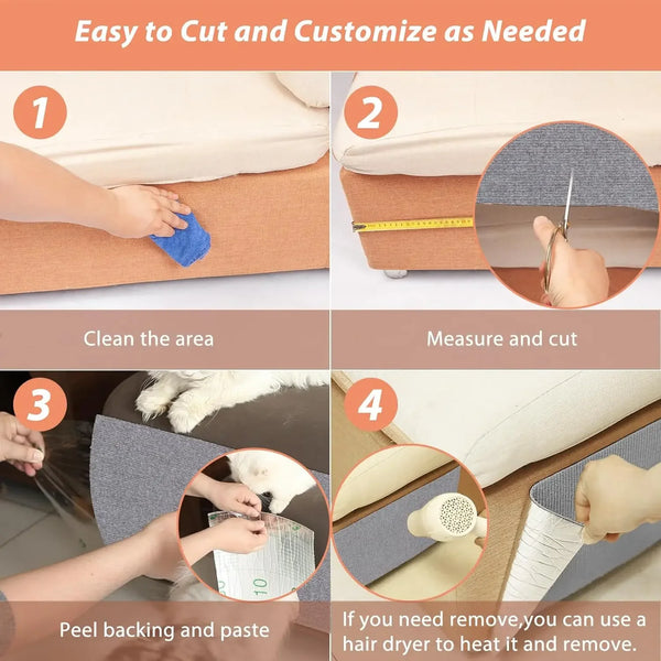 Cat Scratch Protector with Selfadhesive Freeform Cutting Carpet Mat Cat Scratch Protection Furniture Pet Training Sofa Protector