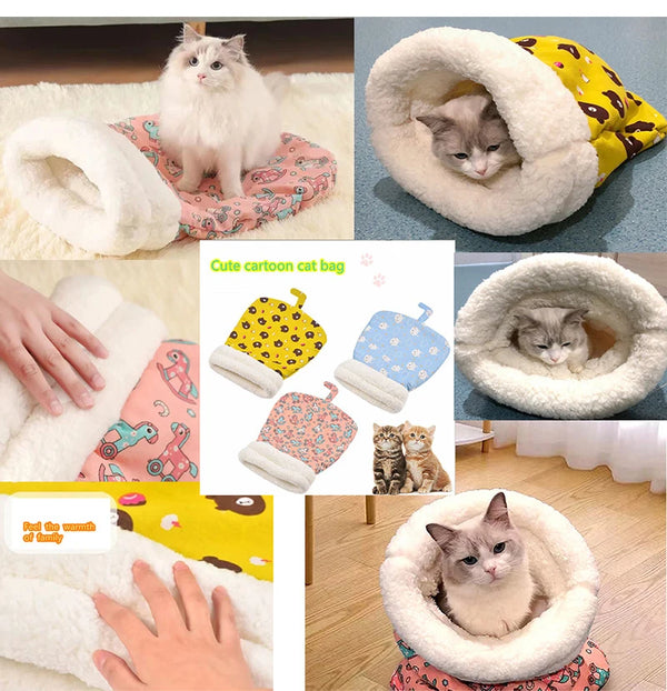 Comfortable Cat Sleeping Bag Soft Cat Bed Warm Closed Cat Bed Funny Tunnel Pet Nest Lovely Nest for Cats 2.5-7kg Pet Supplies