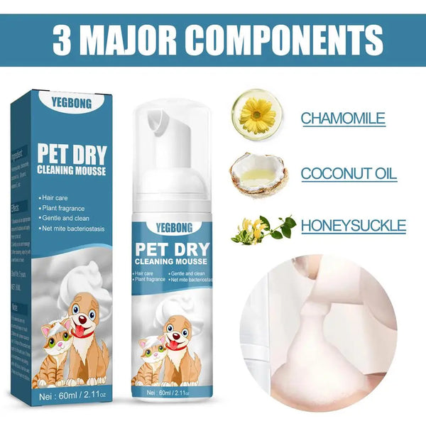 Cat Dry Shampoo No Rinse Dogs Cats Cleaning Mousse Rinse Free Pet Shampoo Bathless Cleaning Odor Removal Cleaning Supplies