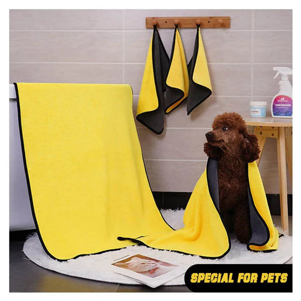 Soft Coral Fleece Pet Towel Puppy Cat Bath Absorbent Quick-Drying Bath Towels Thickened Double-Sided Cleaning Towel Pet Supplies