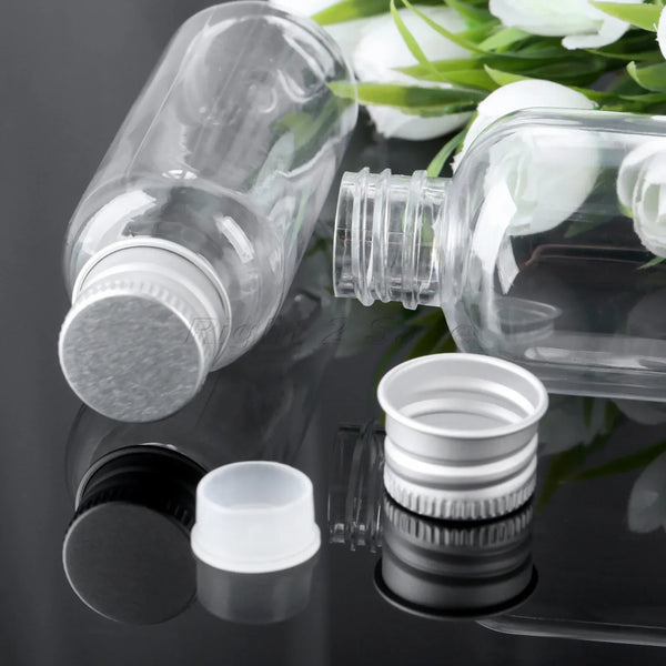 5PCS 30ML/50ML/100ML Plastic Bottle with Aluminum Screw Cap Plug Cosmetic Container Travel Kits Portable PET Lotion Cream Tube