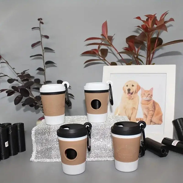 COFFEE Portable Dog Poop Bag Holder Trash Bags Dispenser Coffee Cup-shaped