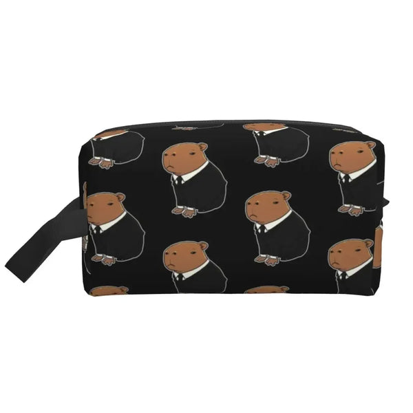 Custom Capybaras In Green Pet Travel Cosmetic Bag Women Capybara Makeup Toiletry Organizer Lady Beauty Storage Dopp Kit