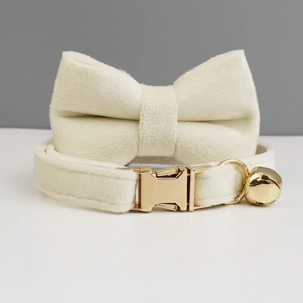 Personalized Velvet Cat Collar Luxury Cat Collar INS Wind Velvet Cat Collar Personalized Cat Collar with Name Plate Bell Bow tie