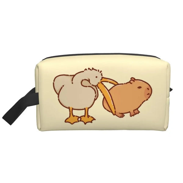 Custom Capybaras In Green Pet Travel Cosmetic Bag Women Capybara Makeup Toiletry Organizer Lady Beauty Storage Dopp Kit
