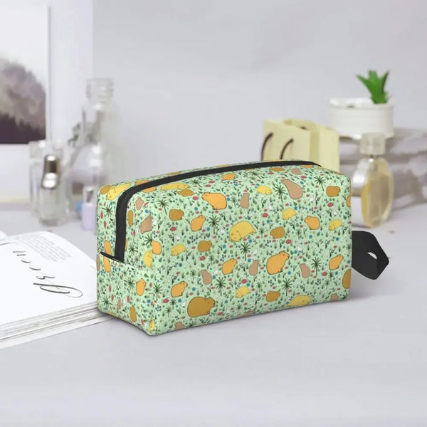 Custom Capybaras In Green Pet Travel Cosmetic Bag Women Capybara Makeup Toiletry Organizer Lady Beauty Storage Dopp Kit
