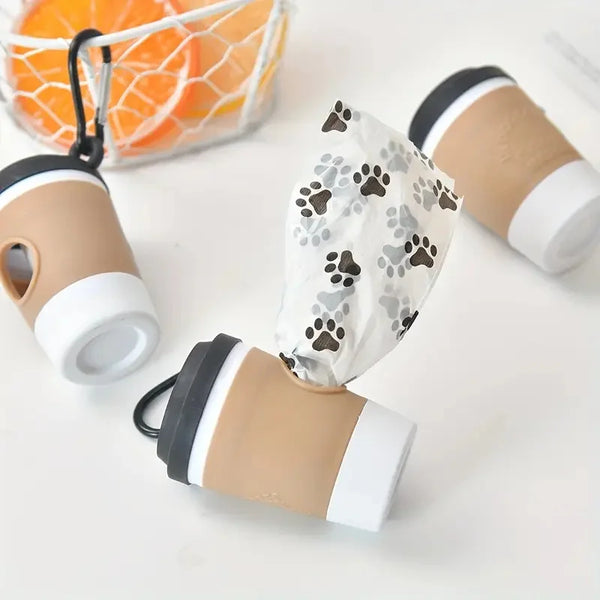 COFFEE Portable Dog Poop Bag Holder Trash Bags Dispenser Coffee Cup-shaped