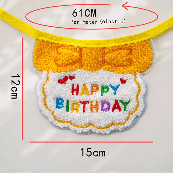 1pc Pet Bib Cats Dogs Burp Cloth Birthday Embroidery Cute Colorful Pets Supplies Bandana Party Clothing Dress Accessories TMZ