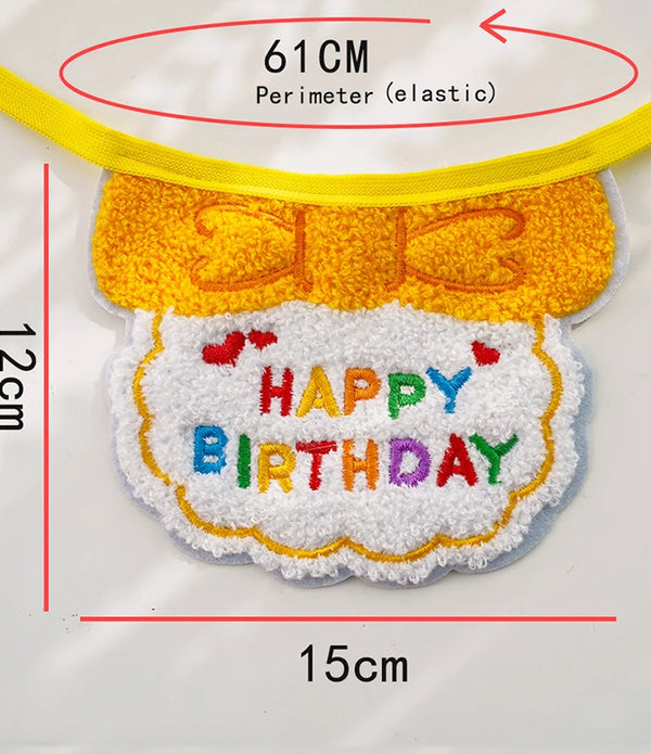 1pc Pet Bib Cats Dogs Burp Cloth Birthday Embroidery Cute Colorful Pets Supplies Bandana Party Clothing Dress Accessories TMZ