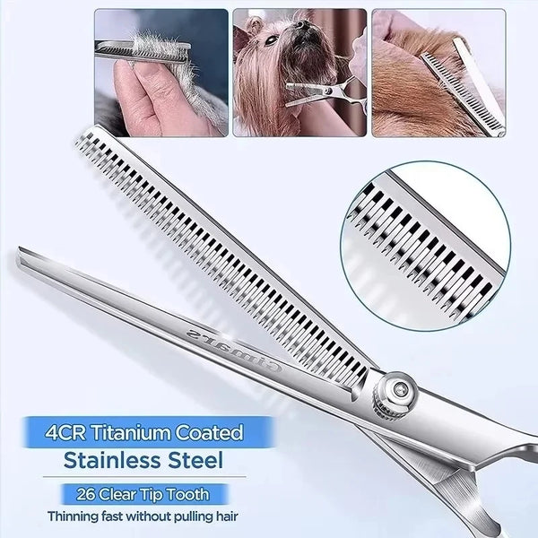 New Safty Pet Grooming Scissors Round Head Professional Stainless Steel Dog Hair Scissors Pet Shears Animal Cutting Portable Set