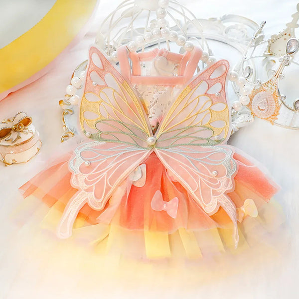 BUTTERFLY. Princess Dress Clothes Puppy Summer Sweet Mesh Dress