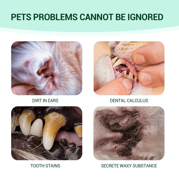 Dog Ear Cleaner Ear Dirt Odor Cleaning Mite Itching Control Teeth Whitening Mouth Freshener Remove Tartar Pet Oral Care Solution