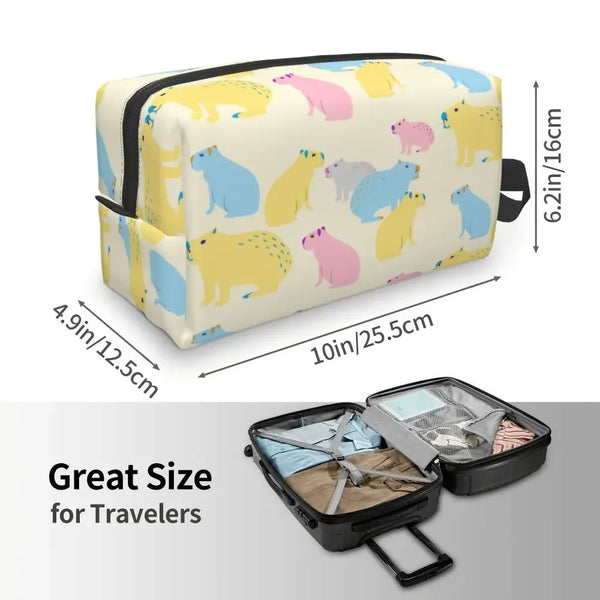 Custom Capybaras In Green Pet Travel Cosmetic Bag Women Capybara Makeup Toiletry Organizer Lady Beauty Storage Dopp Kit
