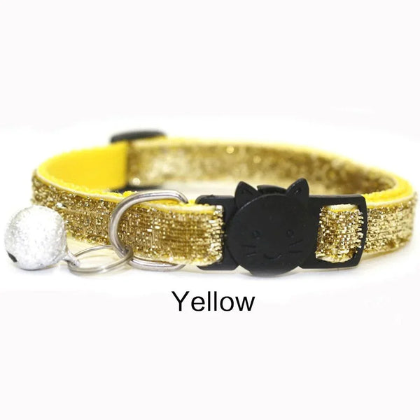 GLITTER VELVET Cat Collar  with Bell Cat Face Collar Safety Buckle