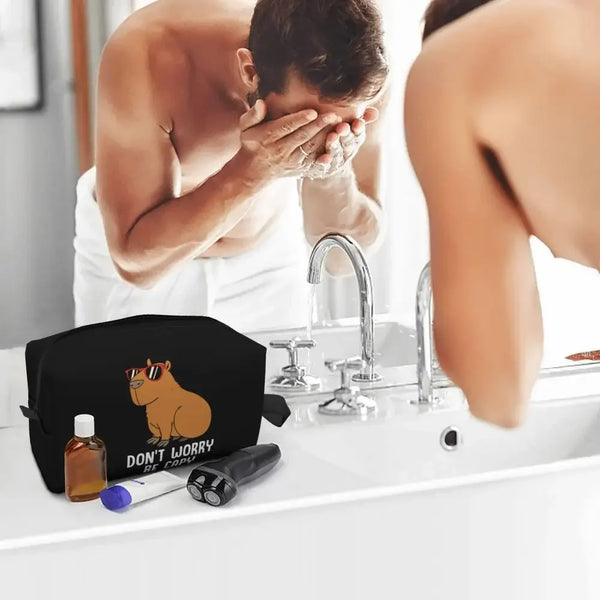 Custom Capybaras In Green Pet Travel Cosmetic Bag Women Capybara Makeup Toiletry Organizer Lady Beauty Storage Dopp Kit