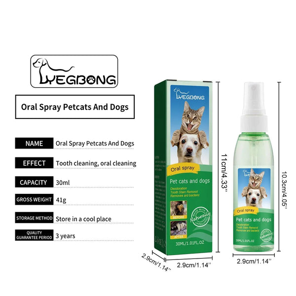 Pet Teeth Cleaning Spray Dog Cat Teeth Calculus Stain Remover Deodorant Kitten Bad Breath Treatment Pet Oral Care Tool