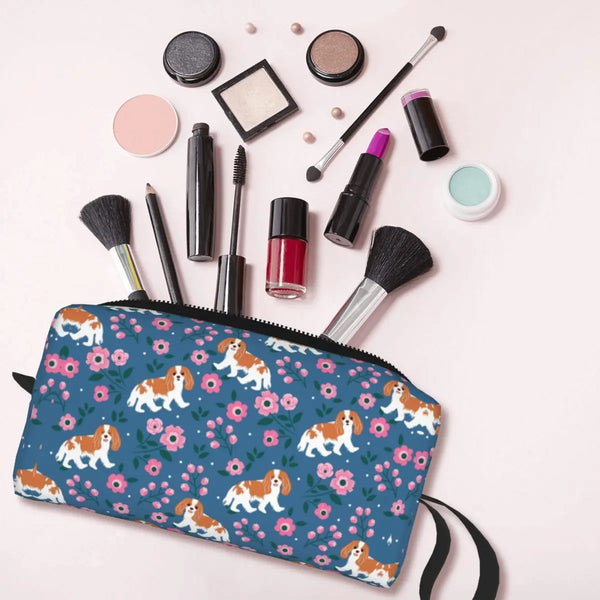 Custom Travel Cavalier King Charles Spaniel Toiletry Bag Portable Pet Dog Makeup Cosmetic Organizer for Women Storage Dopp Kit