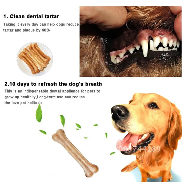 2021 New Dog Toys Bones Pet Chew Toothbrush Small Large Dogs Cowhide Treats Puppy Chewing Bone Toy For Dental Care Accessories