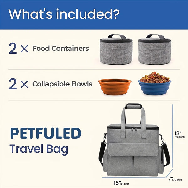 6 Set Dog Travel Bag Large Pet Travel Supplies Kit Cat Dog Backpack Multi-Function Hiking Camping dog feeder bowls Organizer