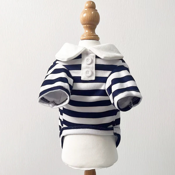 Dog Clothes Teddy York Shire Polo Shirt Summer Dress Striped Pet T-Shirt Dog Costume Soft Pullover Suit for Dog Puppy