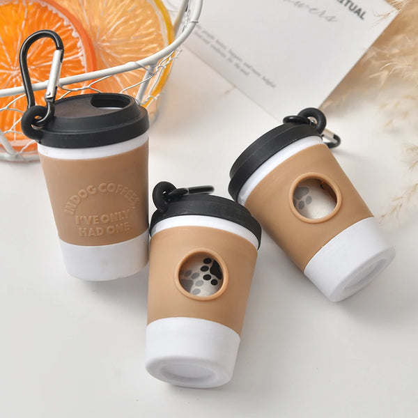 COFFEE Portable Dog Poop Bag Holder Trash Bags Dispenser Coffee Cup-shaped